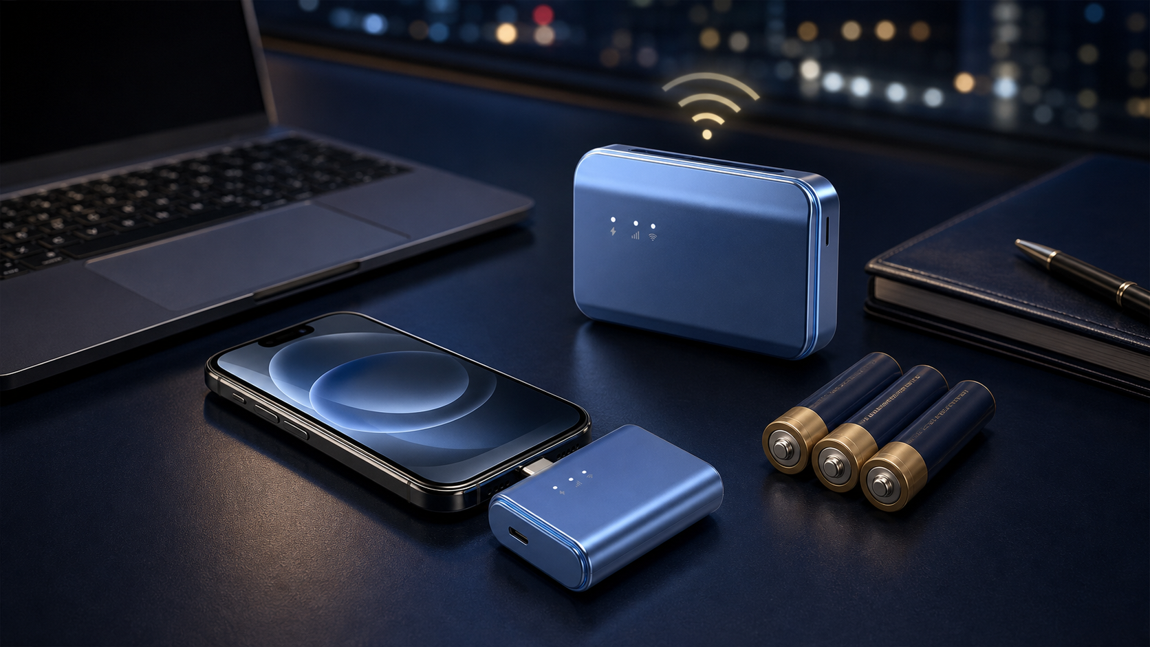 Twin FunctionのWi-Fi、乾電池3本、直接充電をまとめた利用イメージ